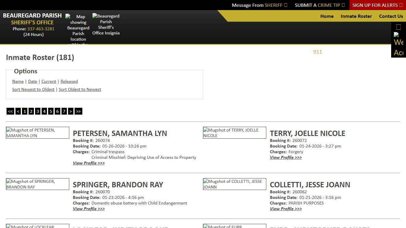 Inmate Roster - Current Inmates Booking Date Descending - Beauregard Parish Sheriff's Office